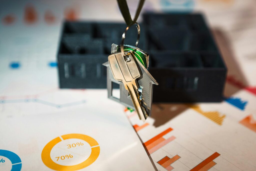 "Property keys and lease documents representing access control in property management software